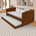 Ver imagem 1 de Sofá Cama Madeira Maciça com Cama Auxiliar + 2 Colchões Apolo Atraente Castanho