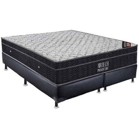 Conjunto Airtech Progressive Nanolastic Queen 1,58 Cm (larg) Base Courino - 49118