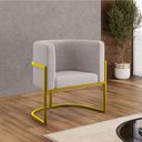 Ver imagem 2 de Poltrona Cadeira Decorativa Lua Recepção Base de Ferro Gold Cor:bege
