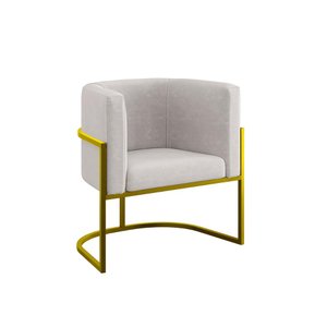 Poltrona Cadeira Decorativa Lua Recepção Base de Ferro Gold Cor:bege