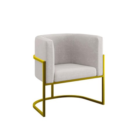 Poltrona Cadeira Decorativa Lua Recepção Base de Ferro Gold Cor:bege