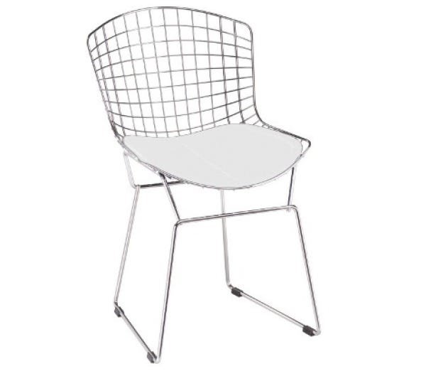 Cadeira Bertóia Aramado Cromado Assento Branco - 2