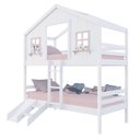 Ver imagem 2 de Beliche Casinha Dos Sonhos com Escada/ Escorregador Madeira Maciça Branco/ Rosa Megamobilia