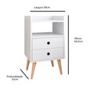Ver imagem 4 de Mesa de Cabeceira Retrô Mesinha Pequena Gaveta Nicho Decoração Canto Quarto -off White/freijó- Rpm