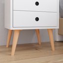 Ver imagem 3 de Mesa de Cabeceira Retrô Mesinha Pequena Gaveta Nicho Decoração Canto Quarto -off White/freijó- Rpm