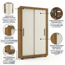 Ver imagem 4 de Guarda-Roupa Solteiro 2 Portas, 2 Gavetas e Pés Apollo Cinamomo/Off White