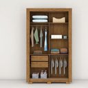 Ver imagem 5 de Guarda-Roupa Solteiro 2 Portas, 2 Gavetas e Pés Apollo Cinamomo/Off White