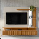 Ver imagem 1 de Painel Decorativo Otawa Mdp/mdf Porta Ripada Tv até 60 Polegadas Nature/off White G77 - Gran Belo