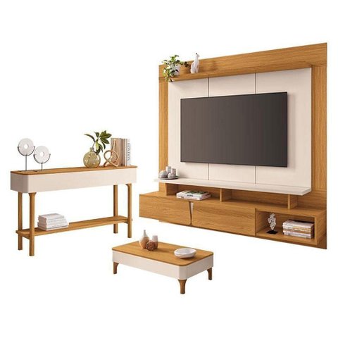 Home Suspenso Zenith Cinamomo Off White com Mesa de Centro Liz e Aparador Fiero Off White Cinamomo