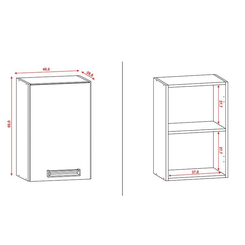 Armário Aéreo Ametista 1 Porta 40 Cm Freijó Gris - Kits Paraná - 3