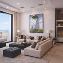 Ver imagem 4 de Quadro Canvas Mulher Sombrinha Monet 70x50cm Mold Preta