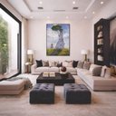 Ver imagem 1 de Quadro Canvas Mulher Sombrinha Monet 70x50cm Mold Preta