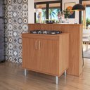 Ver imagem 1 de Kit Bancada Ilha para Cozinha + Balcão para Cooktop 0,80m 5 Bocas 2 Portas Turim Nature