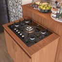 Ver imagem 2 de Kit Bancada Ilha para Cozinha + Balcão para Cooktop 0,80m 5 Bocas 2 Portas Turim Nature
