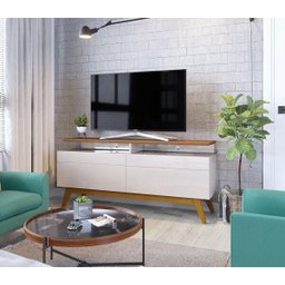 Rack Classic + 2 Gavetas Offwhite com Nature 1,40 M - 1