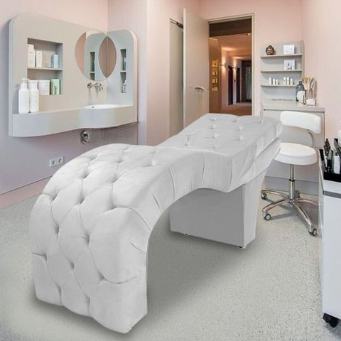 Maca Estética Estofada Reclinável Ergonômica Suede Eliana:branco