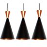3 Luminárias Pendentes Cone Canadá Sala Cozinha Balcão Churrasqueira Preto/Cobre - 3