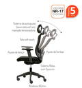 Ver imagem 3 de Cadeira Presidente Singular Nr17 Relax Syncron Tela Braço 1d Preta Or Design