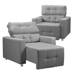 Kit 2 Sofás Poltronas Retrátil Reclinável Jamaica Linho - Star Confort Poltrona Retrátil Reclinável  - 1