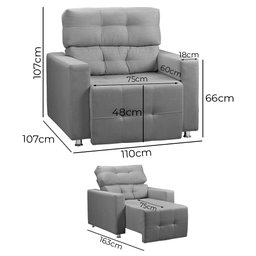 Kit 2 Sofás Poltronas Retrátil Reclinável Jamaica Linho - Star Confort Poltrona Retrátil Reclinável  - 8
