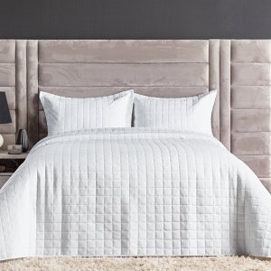 Kit Colcha Cobre Leito Casal King Size 3 Peças Cama 300 Fios Porta Travesseiro Cores Vivas Branco