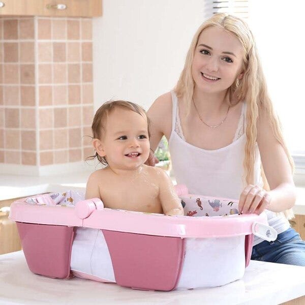 Banheira Inflável E Dobrável Para Bebês Rosa Color Baby - 3