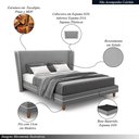 Ver imagem 3 de Conjunto Cama com Cabeceira Queen Torres Pés em Madeira Veludo Cinza G91 - Gran Belo