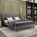 Ver imagem 1 de Conjunto Cama com Cabeceira Queen Torres Pés em Madeira Veludo Cinza G91 - Gran Belo