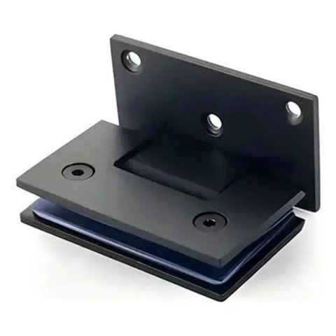 Dobradiça Inox GV48 90º 1011 para Porta de Vidro e Box - Alvenaria/Vidro 2un Preta