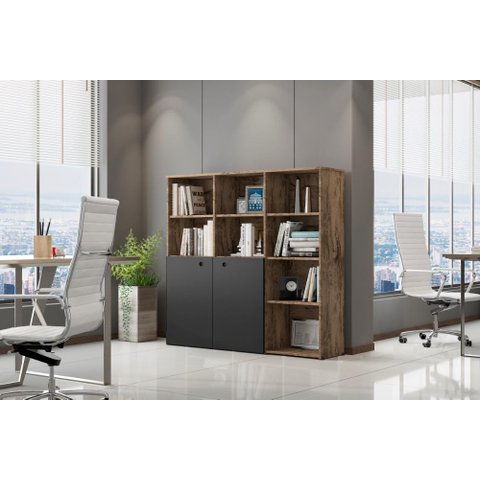 Estante para Livros Escritório Monaco Castani 09 Prateleiras 12 Nichos Bela Casa