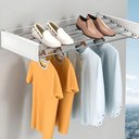 Ver imagem 2 de Varal Mágico Parede Retrátil Dobrável 5 Varetas 70cm Cor - Branco