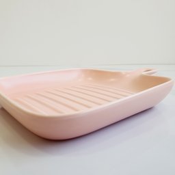 Travessa de Porcelana Rosa Com Base Canelada - 2 Travessa de Porcelana Rosa Com Base Canelada - 2