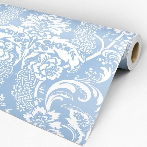 Papel de parede Adesivo Arabesco Glamour Blue - Ùnico 58 cm de largura - 3