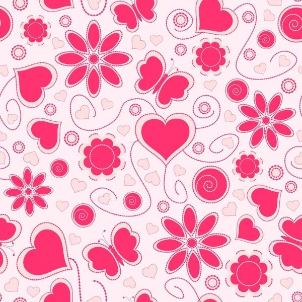 Papel de parede Adesivo Casual Coração Pink - Único 58 cm de largura - 2