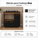Ver imagem 2 de Balcão de Cozinha para Cooktop 5 Bocas com Nicho para Forno ou Microondas Ana - Savana/Preto