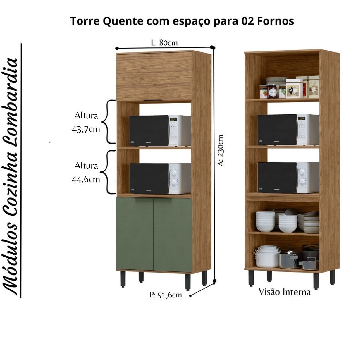 Cozinha Modulada Completa de Canto MDF 9 Peças Lombardia com Porta de Vidro - cor Freijó Jade - 5