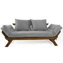 Ver imagem 1 de Sofá Japão Futon Acquablock Madeira Cor Imbuia D33 - Cinza Linho