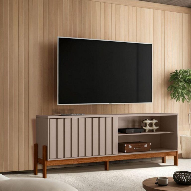 Rack para Tv até 75 Aurora 1.8 Mobler Grigio-cinamomo Mel Rack para Tv até 75 Aurora 1.8 Mobler Grigio-cinamomo Mel