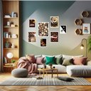 Ver imagem 2 de Kit 7 Quadros Decorativos Café:madeira Preta