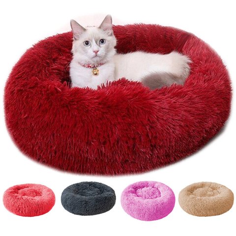 Caminha Nuvem Pet Lorben Redonda Pelúcia Cachorros Gatos Tamanho GG 80x80cm Vermelho