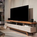 Ver imagem 2 de Rack Bancada para Sala deTV até 75 Pol. Vivare Wood 1.8 Anto:Off White/Nature