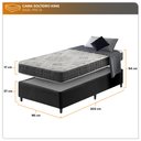 Ver imagem 3 de Cama Box Solteiro King Preto + Colchão San Francisco Ortopédico Espuma D33 96x203x54cm