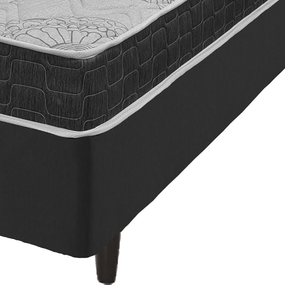 Cama Box Solteiro King Preto + Colchão San Francisco Ortopédico Espuma D33 96x203x54cm - 4