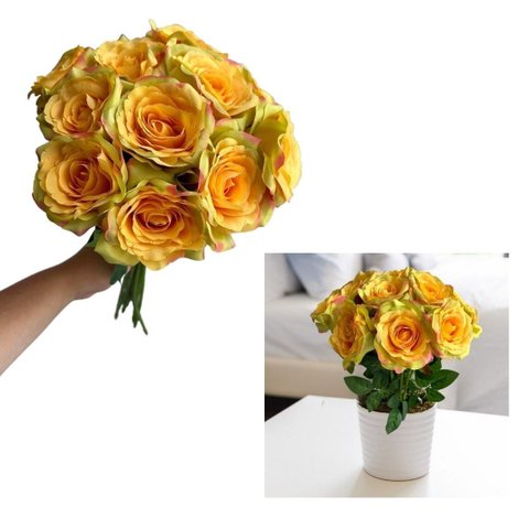 20 Rosas Artificiais Creme Sofisticadas para Decoração de Interiores e Eventos