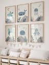 Ver imagem 1 de Kit 6 Quadros Decorativos Infantil Animais Fundo Oceano No1