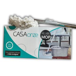 Mop Giratório Esfregão 8 Litros C/ Balde Cinza - Casa Onze - 2