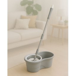 Mop Giratório Esfregão 8 Litros C/ Balde Cinza - Casa Onze - 4