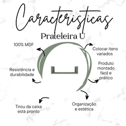 Kit 3 Prateleiras U Decorativas Multiuso em Mdf Plancasa:verde Jade - 7