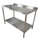 Ver imagem 1 de Mesa de Aço Inox Industrial 110x60x90 cm com 1 Prateleira Plano Liso com Espelho Nortinox