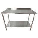 Ver imagem 3 de Mesa de Aço Inox Industrial 110x60x90 cm com 1 Prateleira Plano Liso com Espelho Nortinox